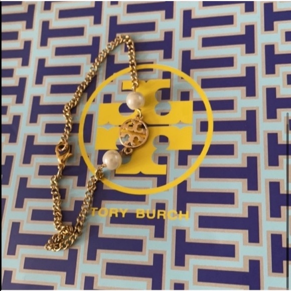TORY BURCH delicate gold crystal pearl bracelet - Picture 4 of 5